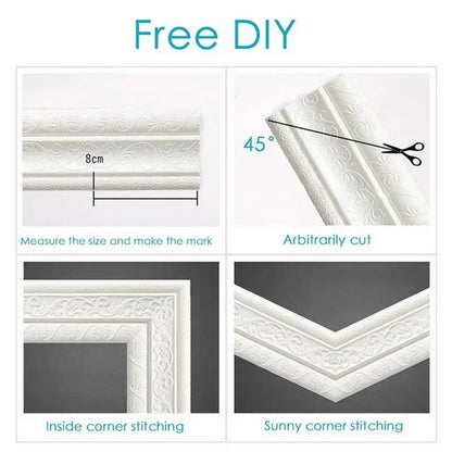 3D Wall Trim Line Skirting Border Self Adhesive Waterproof