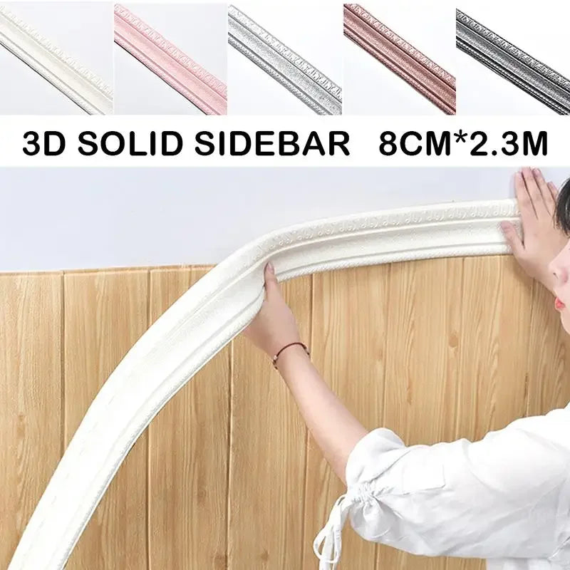 3D Wall Trim Line Skirting Border Self Adhesive Waterproof