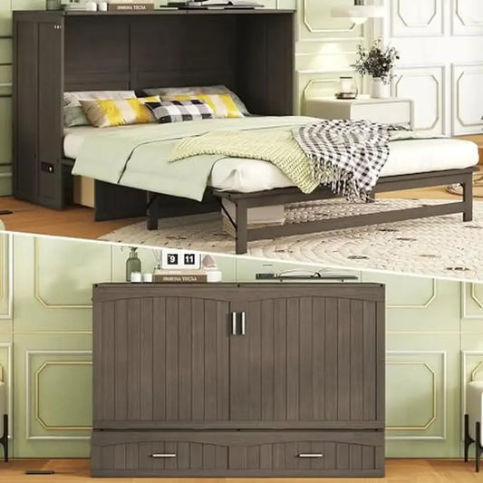 Queen Bed Cabinet with Charging Station