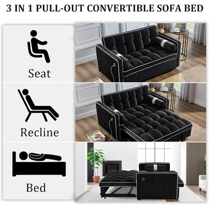 3 in 1 Pull Out Convertible Sofa Bed with USB Ports