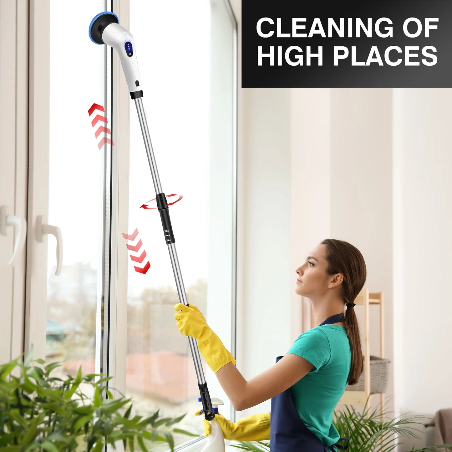Cordless Electric Cleaning Brush with 9 Brush Heads & Extension