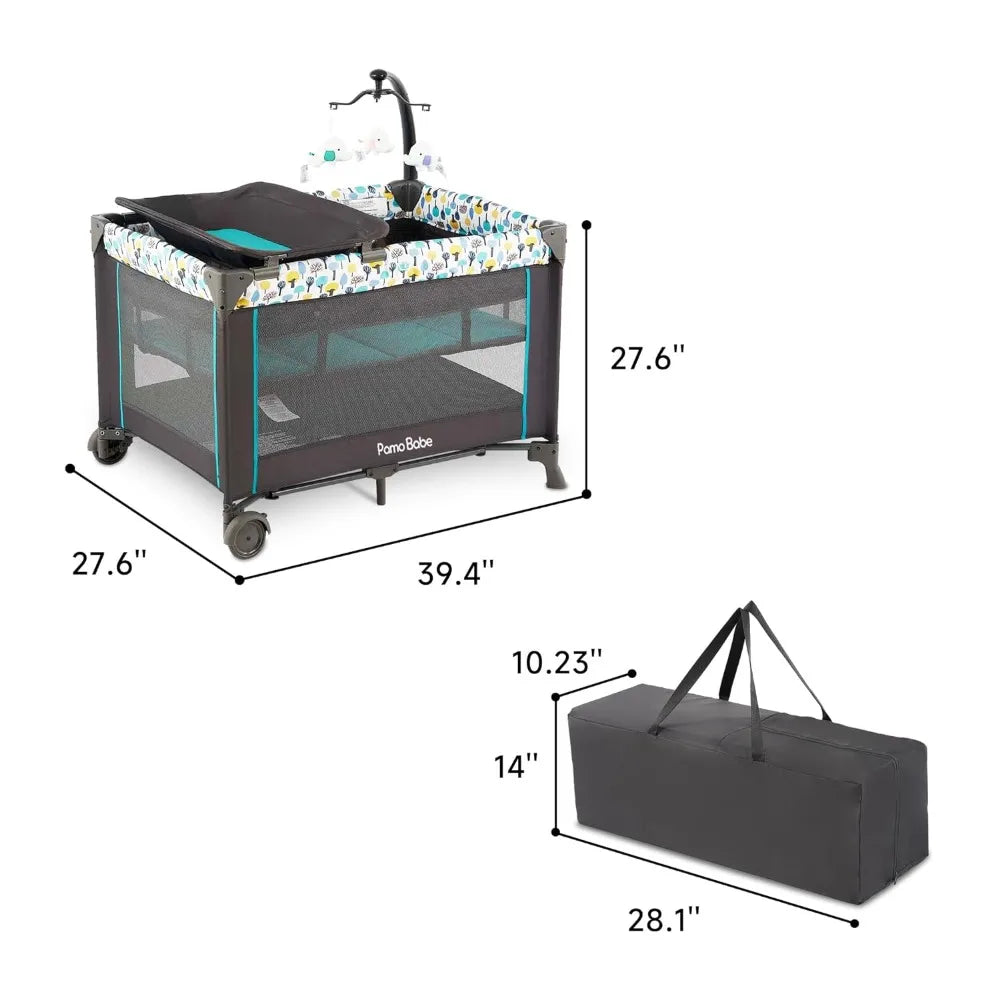 Portable Baby Playpen with Detachable Bassinet and Changing Table