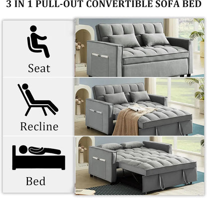 3 in 1 Pull Out Convertible Sofa Bed with USB Ports