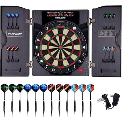 Electronic Dart Board with Cabinet and 12 Soft Tip Dart