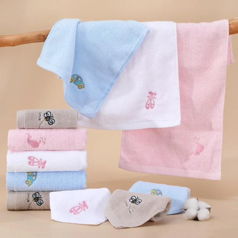 4pcs Cotton cartoon embroidery baby towels