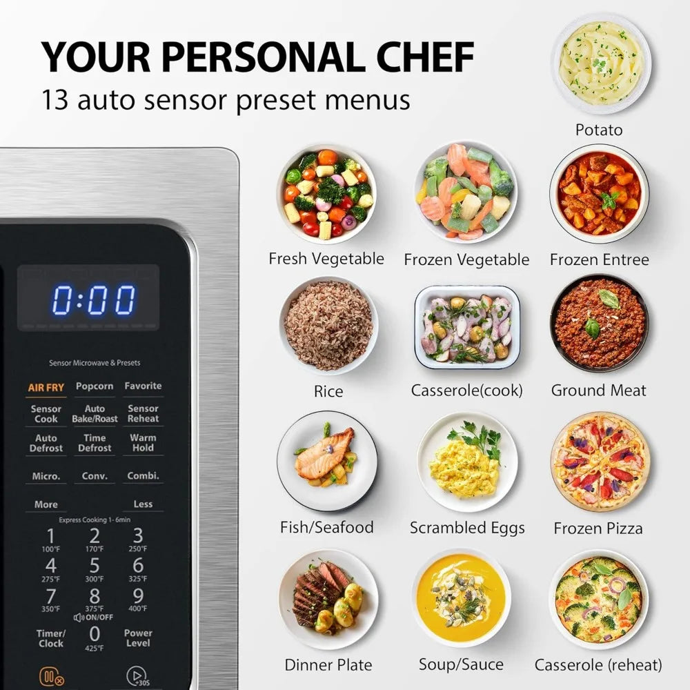 Countertop Microwave Oven, Smart Sensor, Convection, Air Fryer Combo, Mute Function, Position Memory