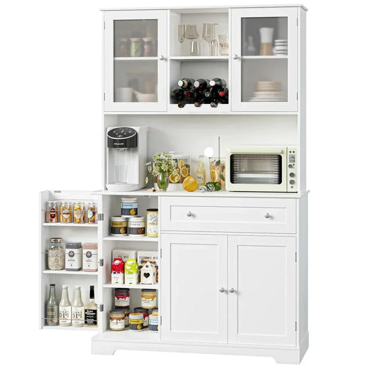 Tall Kitchen Hutch Cabinet with Microwave Stand