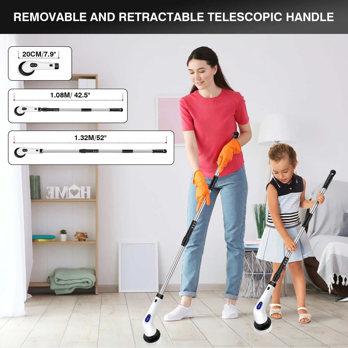 Cordless Electric Cleaning Brush with 9 Brush Heads & Extension