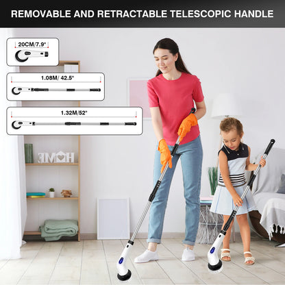 Cordless Electric Cleaning Brush with 9 Brush Heads & Extension