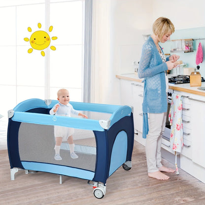 Multifunctional and Portable Crib with Washing Table