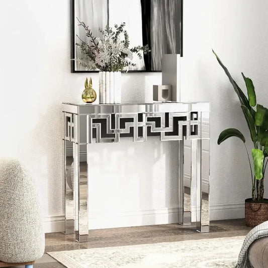 Silver Console Table with Mirrored Finished