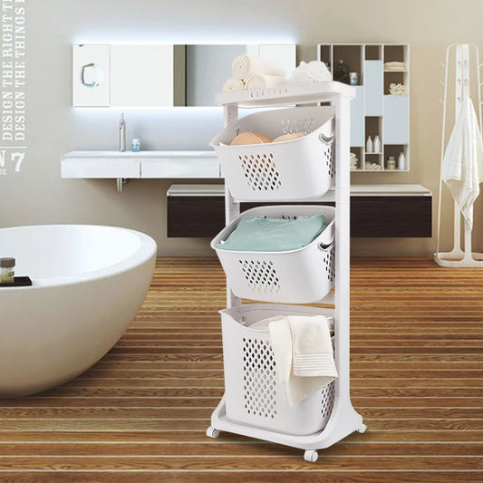 Laundry Basket,High Load Capacity 3-Layer Tiered Storage Basket,PP Material,Odorless,Extrusion Resistant