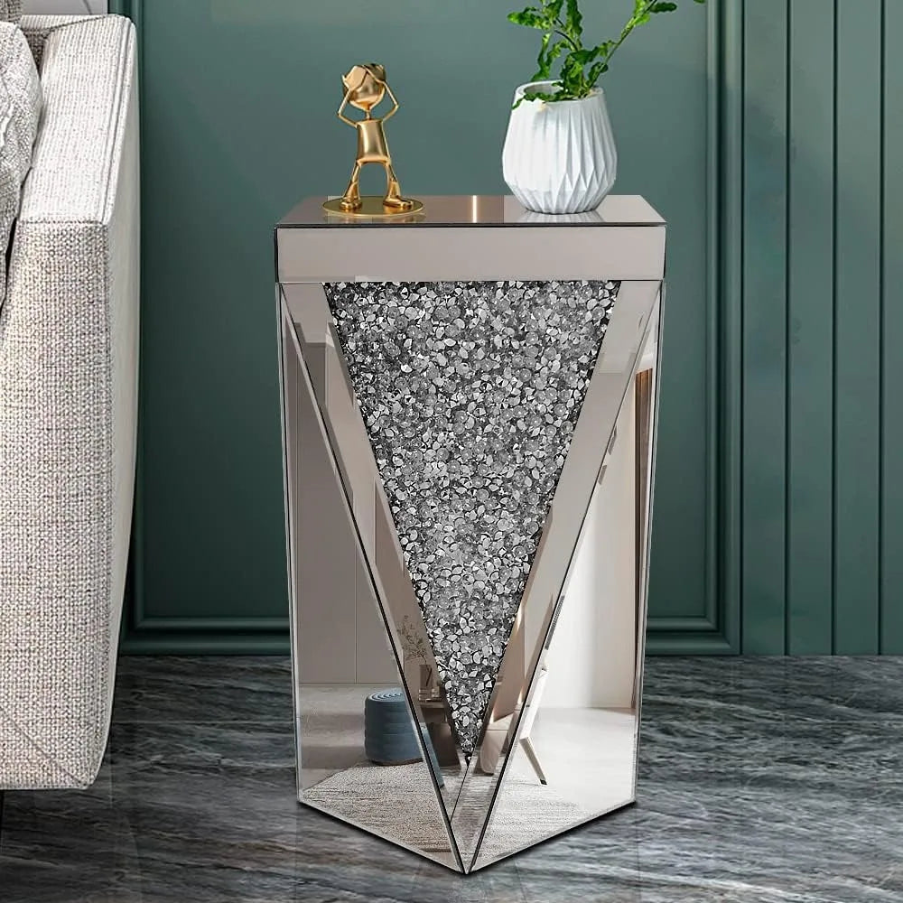 Silver Mirrored End Table