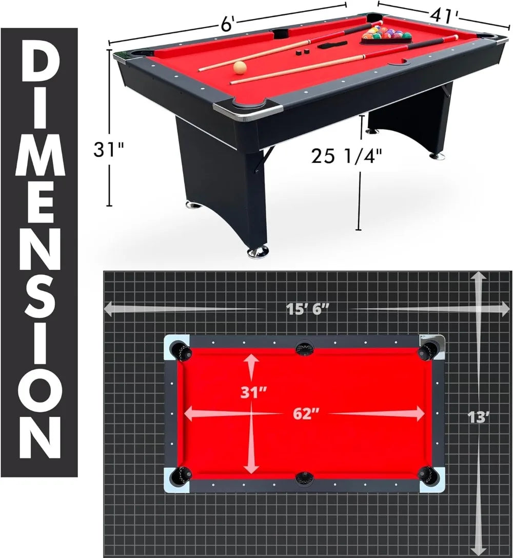 6 FT Portable Pool Table Set