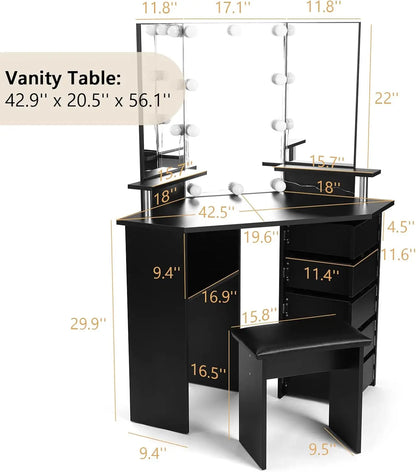 Vanity with Lights and Rotating Drawers