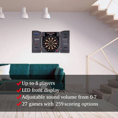 Electronic Dart Board with Cabinet and 12 Soft Tip Dart