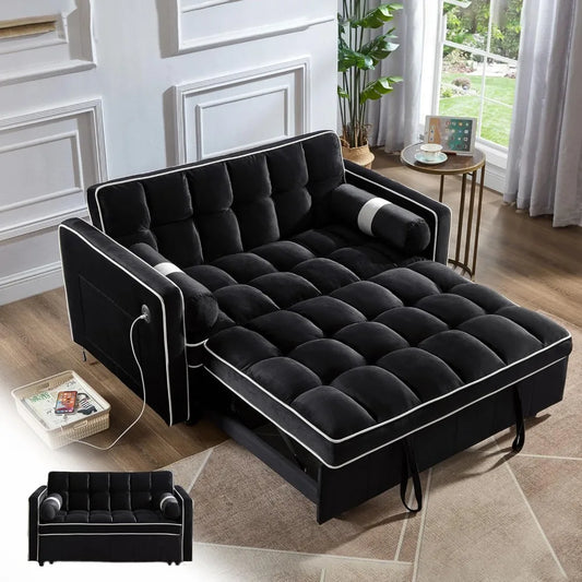 3 in 1 Pull Out Convertible Sofa Bed with USB Ports